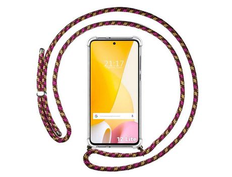 Funda Colgante Transparente para Xiaomi 12 Lite 5G con Cordon Rosa / Dorado