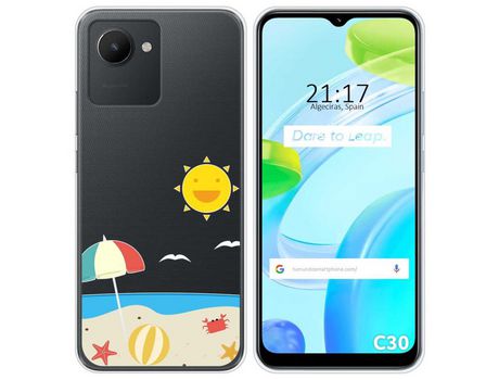 Funda Silicona Transparente para Realme C30 diseño Playa Dibujos