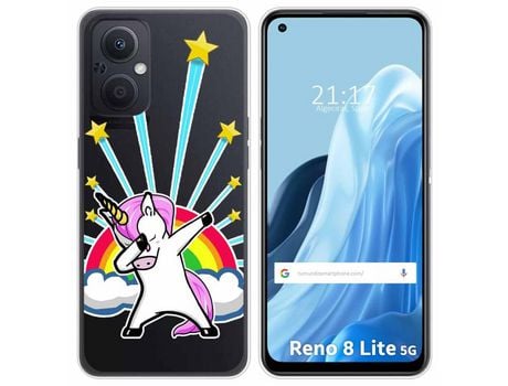 Funda Silicona Transparente para Oppo Reno 8 Lite 5G diseño Unicornio Dibujos