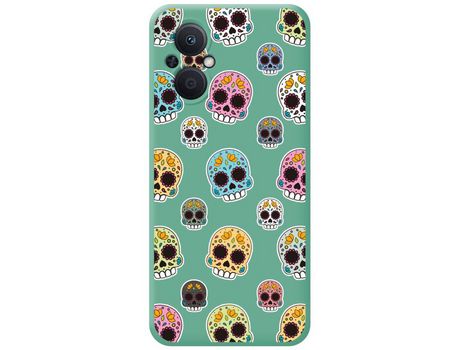 Funda Silicona Líquida Verde para Oppo Reno 8 Lite 5G diseño Catrina Dibujos