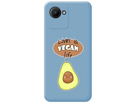 Funda Silicona Líquida Azul para Realme Narzo 50i Prime diseño Vegan Life Dibujos