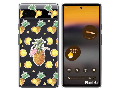 Funda Silicona Transparente para Google Pixel 6A diseño Piña Dibujos