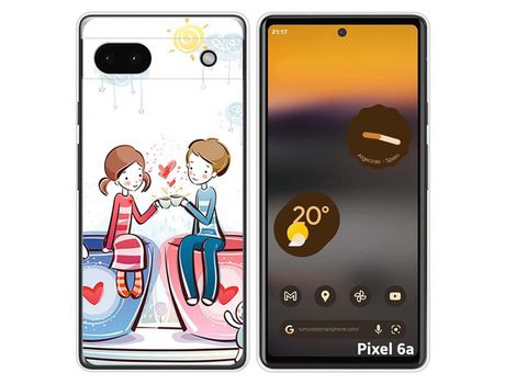 Funda Silicona para Google Pixel 6A diseño Café Dibujos