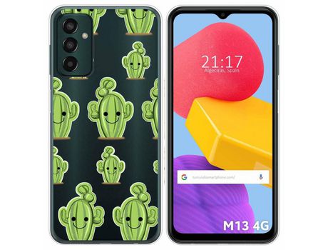 Funda Silicona Transparente para Samsung Galaxy M13 4G diseño Cactus Dibujos