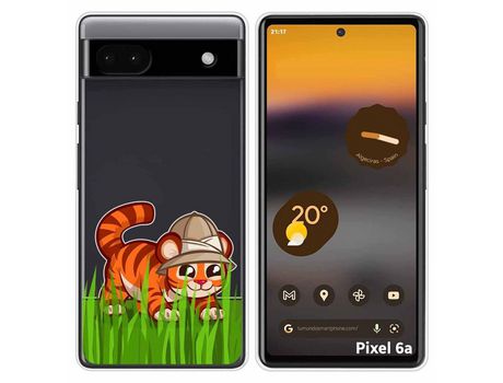 Funda Silicona Transparente para Google Pixel 6A diseño Tigre Dibujos