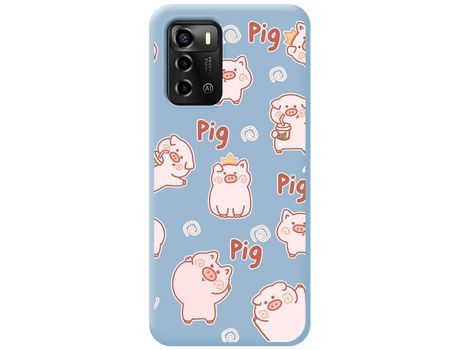 Funda Silicona Líquida Azul para ZTE Blade A72 diseño Cerdos Dibujos