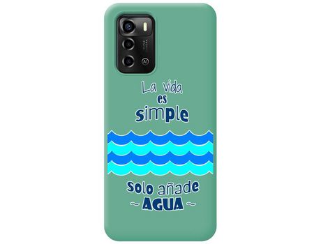 Funda Silicona Líquida Verde para ZTE Blade A72 diseño Agua Dibujos