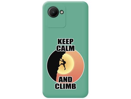 Funda Silicona Líquida Verde para Realme Narzo 50i Prime diseño Hombre Escalada Dibujos