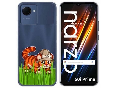 Funda Silicona Transparente para Realme Narzo 50i Prime diseño Tigre Dibujos