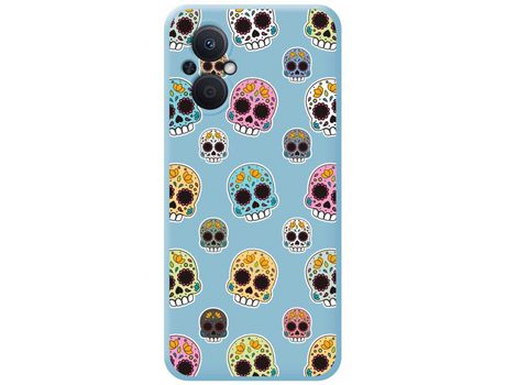Funda Silicona Líquida Azul para Oppo Reno 8 Lite 5G diseño Catrina Dibujos