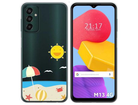 Funda Silicona Transparente para Samsung Galaxy M13 4G diseño Playa Dibujos