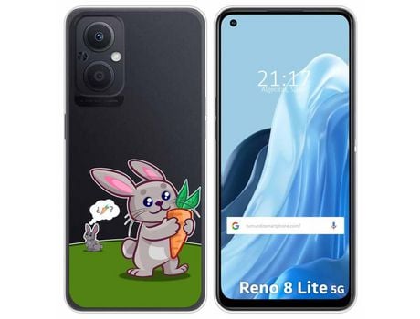 Funda Silicona Transparente para Oppo Reno 8 Lite 5G diseño Conejo Dibujos