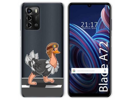 Funda Silicona Transparente para ZTE Blade A72 diseño Avestruz Dibujos