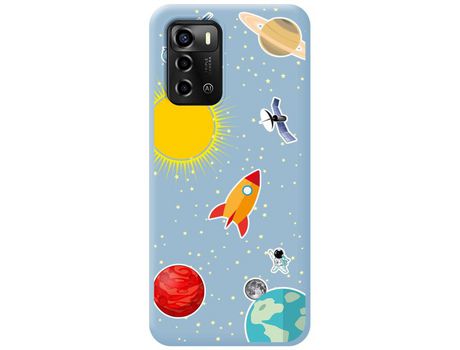 Funda Silicona Líquida Azul para ZTE Blade A72 diseño Espacio Dibujos