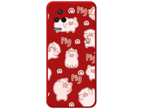 Funda Silicona Líquida Roja para Xiaomi Poco F4 5G diseño Cerdos Dibujos