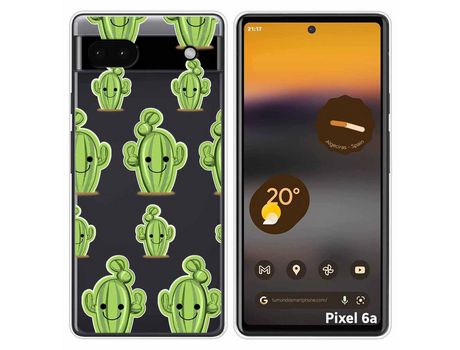 Funda Silicona Transparente para Google Pixel 6A diseño Cactus Dibujos