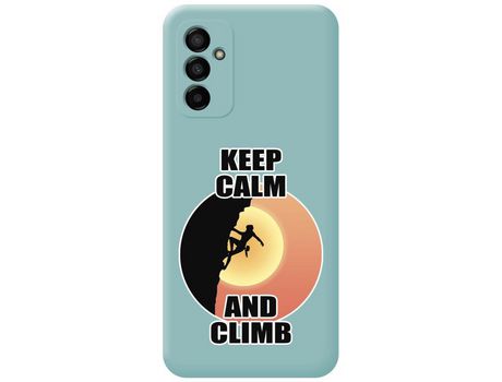 Funda Silicona Líquida Azul para Samsung Galaxy M13 4G diseño Mujer Escalada Dibujos