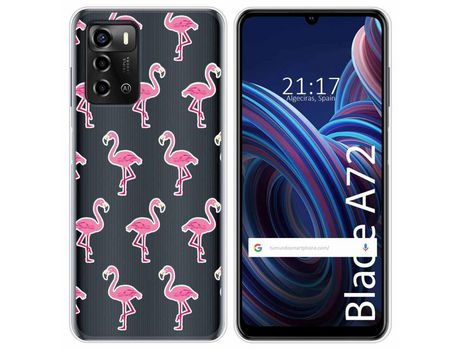 Funda Silicona Transparente para ZTE Blade A72 diseño Flamenco Dibujos