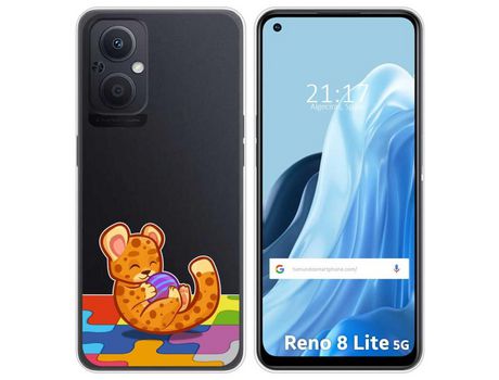 Funda Silicona Transparente para Oppo Reno 8 Lite 5G diseño Leopardo Dibujos