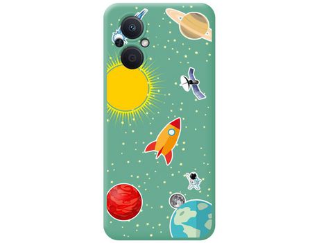 Funda Silicona Líquida Verde para Oppo Reno 8 Lite 5G diseño Espacio Dibujos