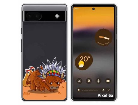 Funda Silicona Transparente para Google Pixel 6A diseño Bufalo Dibujos
