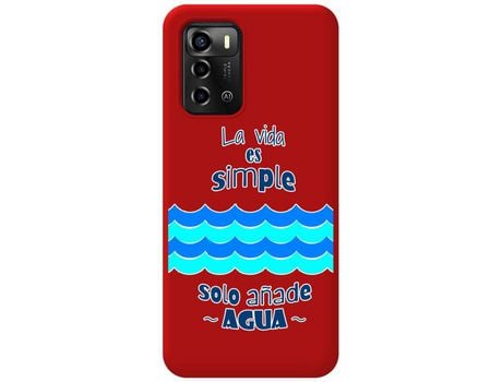Funda Silicona Líquida Roja para ZTE Blade A72 diseño Agua Dibujos