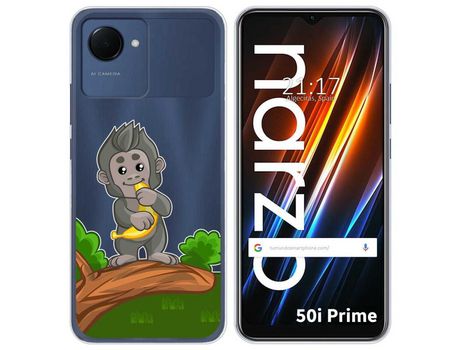 Funda Silicona Transparente para Realme Narzo 50i Prime diseño Mono Dibujos
