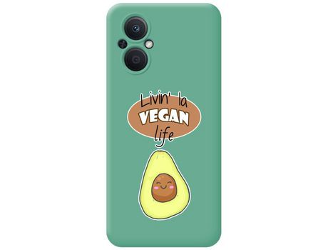 Funda Silicona Líquida Verde para Oppo Reno 8 Lite 5G diseño Vegan Life Dibujos