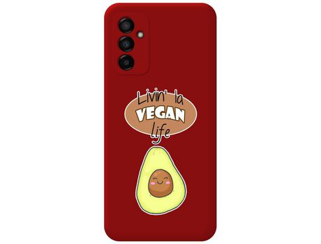 Funda Silicona Líquida Roja para Samsung Galaxy M13 4G diseño Vegan Life Dibujos