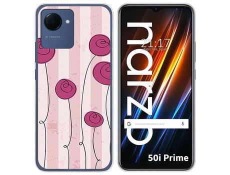 Funda Silicona para Realme Narzo 50i Prime diseño Flores Vintage Dibujos
