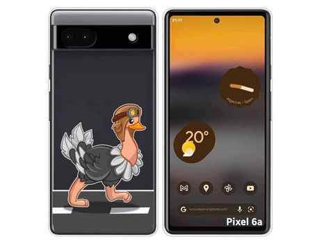 Funda Silicona Transparente para Google Pixel 6A diseño Avestruz Dibujos