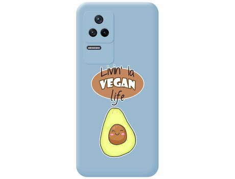 Funda Silicona Líquida Azul para Xiaomi Poco F4 5G diseño Vegan Life Dibujos