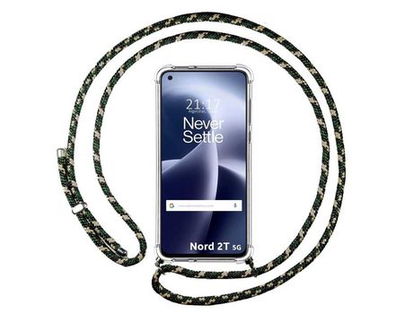 Funda Colgante Transparente para Oneplus Nord 2T 5G con Cordon Verde / Dorado