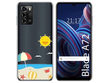 Funda Silicona Transparente para ZTE Blade A72 diseño Playa Dibujos