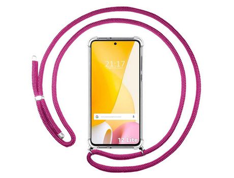Funda Colgante Transparente para Xiaomi 12 Lite 5G con Cordon Rosa Fucsia