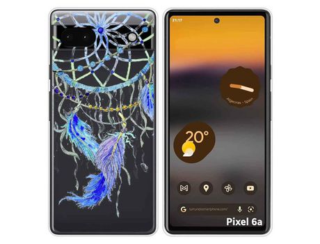 Funda Silicona Transparente para Google Pixel 6A diseño Plumas Dibujos