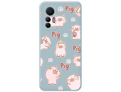 Funda Silicona Líquida Azul para Xiaomi 12 Lite 5G diseño Cerdos Dibujos