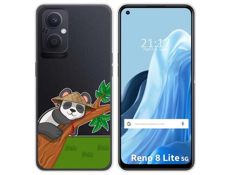 Funda Silicona Transparente para Oppo Reno 8 Lite 5G diseño Panda Dibujos