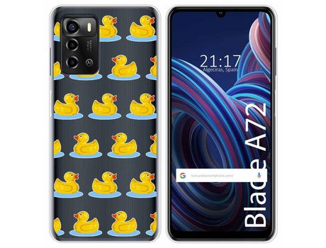 Funda Silicona Transparente para ZTE Blade A72 diseño Pato Dibujos