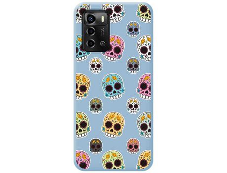 Funda Silicona Líquida Azul para ZTE Blade A72 diseño Catrina Dibujos