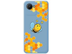 Funda Silicona Líquida Azul para Realme Narzo 50i Prime diseño Abeja Dibujos