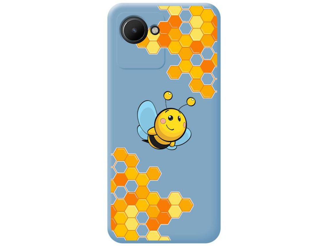 Funda Silicona Líquida Azul para Realme Narzo 50i Prime diseño Abeja Dibujos