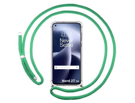 Funda Colgante Transparente para Oneplus Nord 2T 5G con Cordon Verde Agua