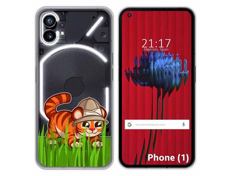 Funda Silicona Transparente para Nothing Phone 1 diseño Tigre Dibujos