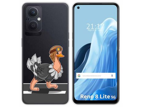 Funda Silicona Transparente para Oppo Reno 8 Lite 5G diseño Avestruz Dibujos