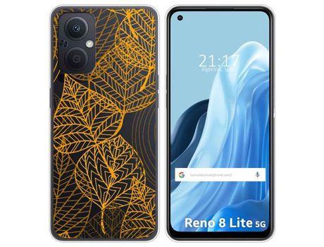Funda Silicona Transparente para Oppo Reno 8 Lite 5G diseño Hojas Dibujos