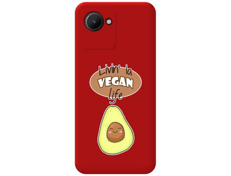 Funda Silicona Líquida Roja para Realme Narzo 50i Prime diseño Vegan Life Dibujos
