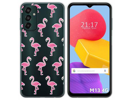 Funda Silicona Transparente para Samsung Galaxy M13 4G diseño Flamenco Dibujos
