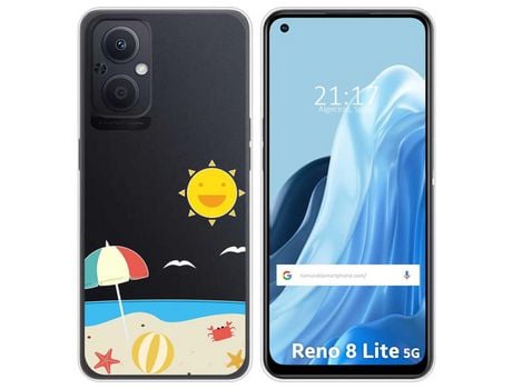 Funda Silicona Transparente para Oppo Reno 8 Lite 5G diseño Playa Dibujos
