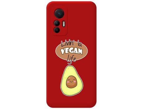 Funda Silicona Líquida Roja para Xiaomi 12 Lite 5G diseño Vegan Life Dibujos